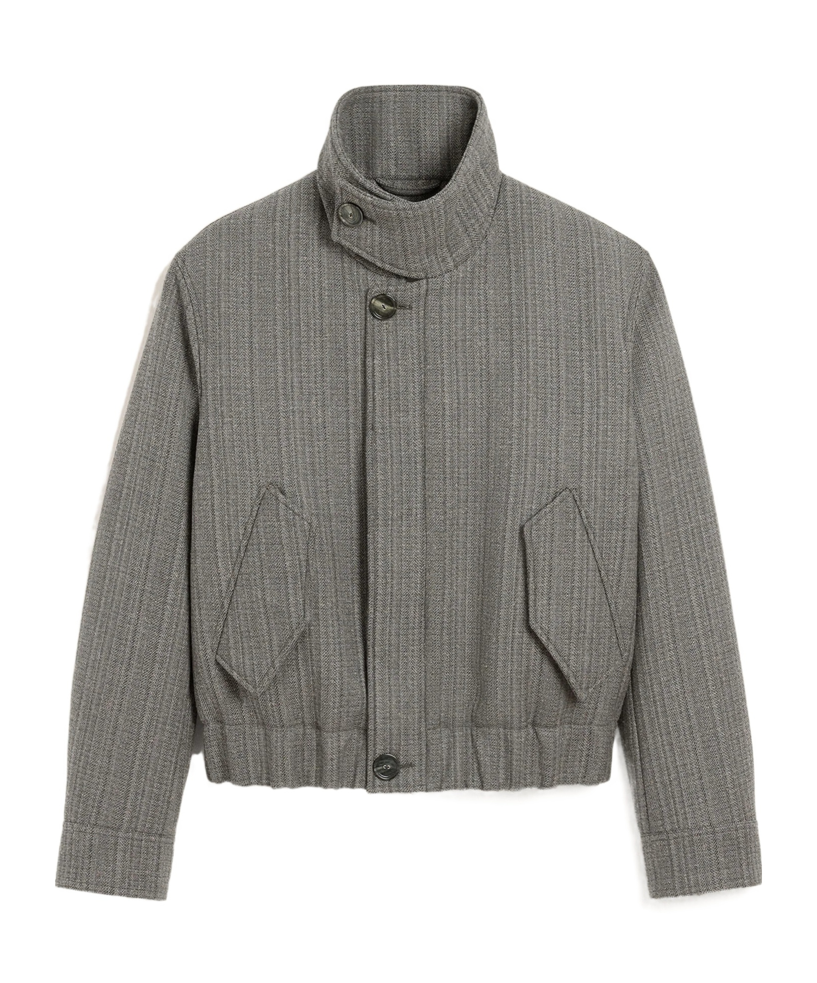 Ami Alexandre Mattiussi Grey Wool Herringbone Harrington Jacket Grey In Gray