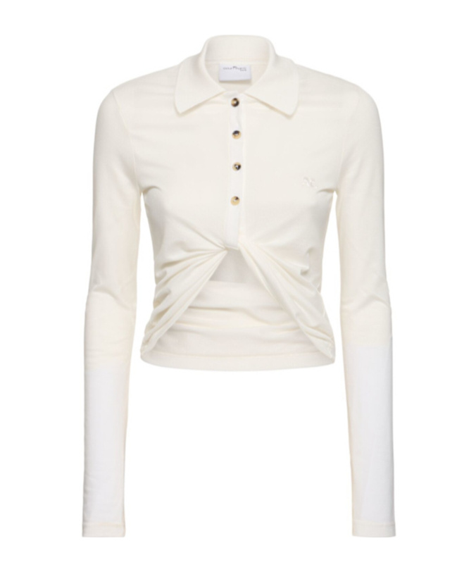 Courrèges Twist Cotton Piqué Cropped Polo