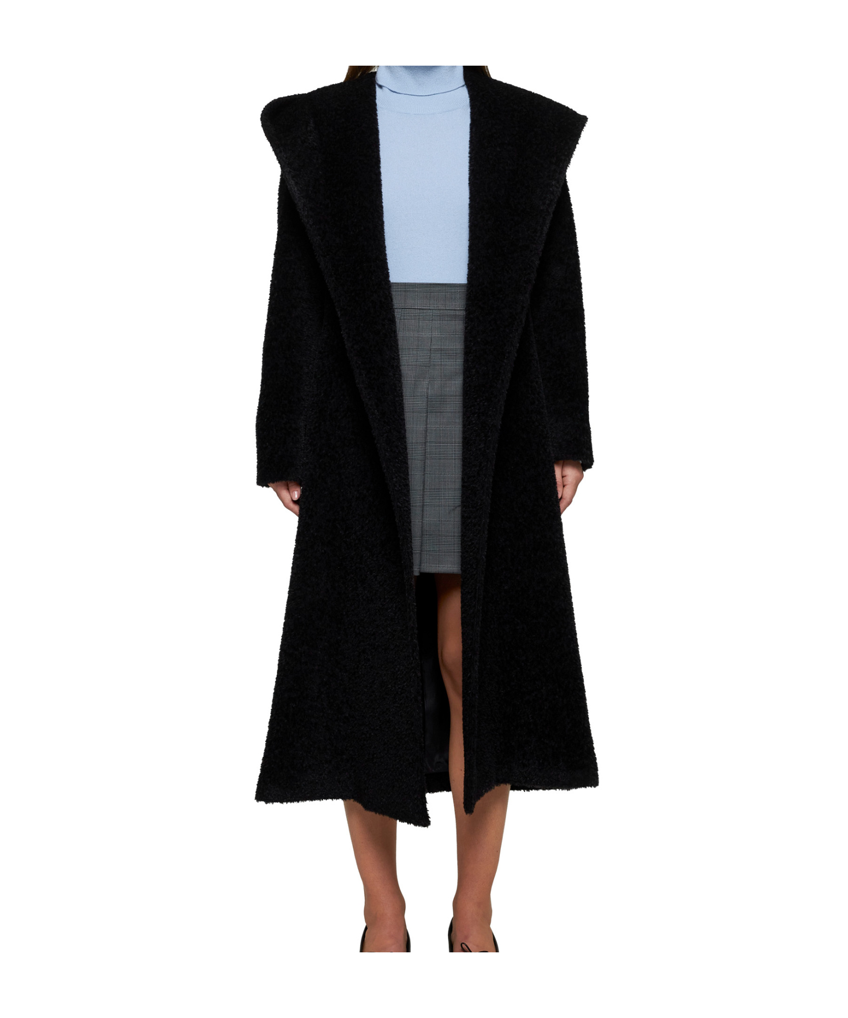 Max Mara Hooded Coat In Black