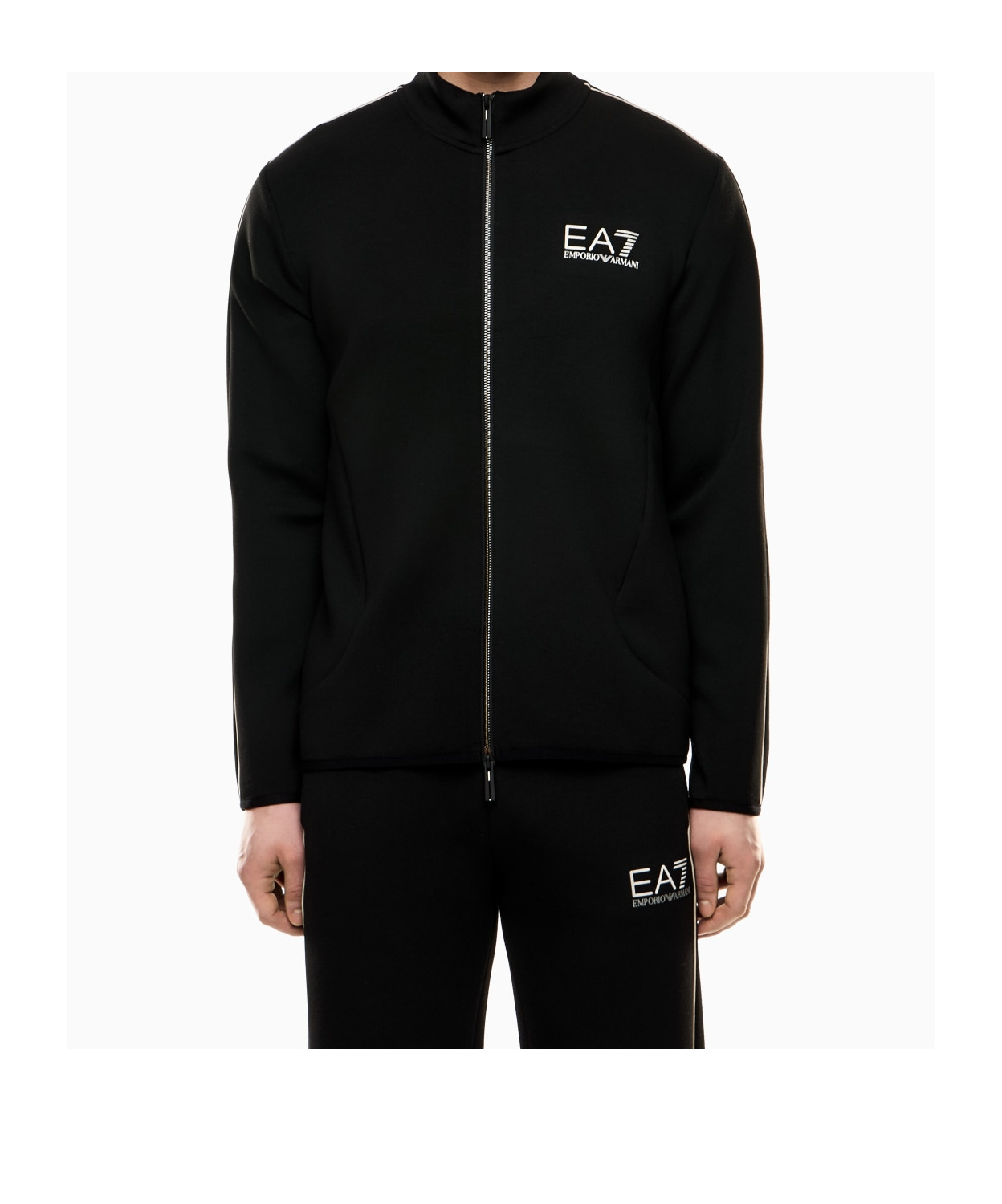 Ea7 Emporio Armani Full Zip Sweatshirt In Black