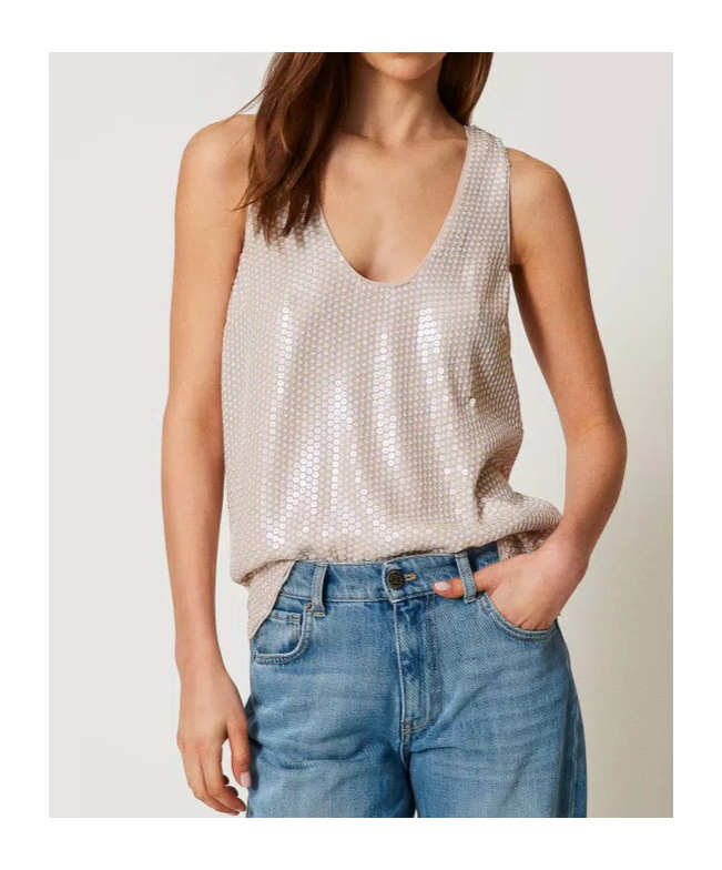 Twinset Top Avec Sequins Brodés