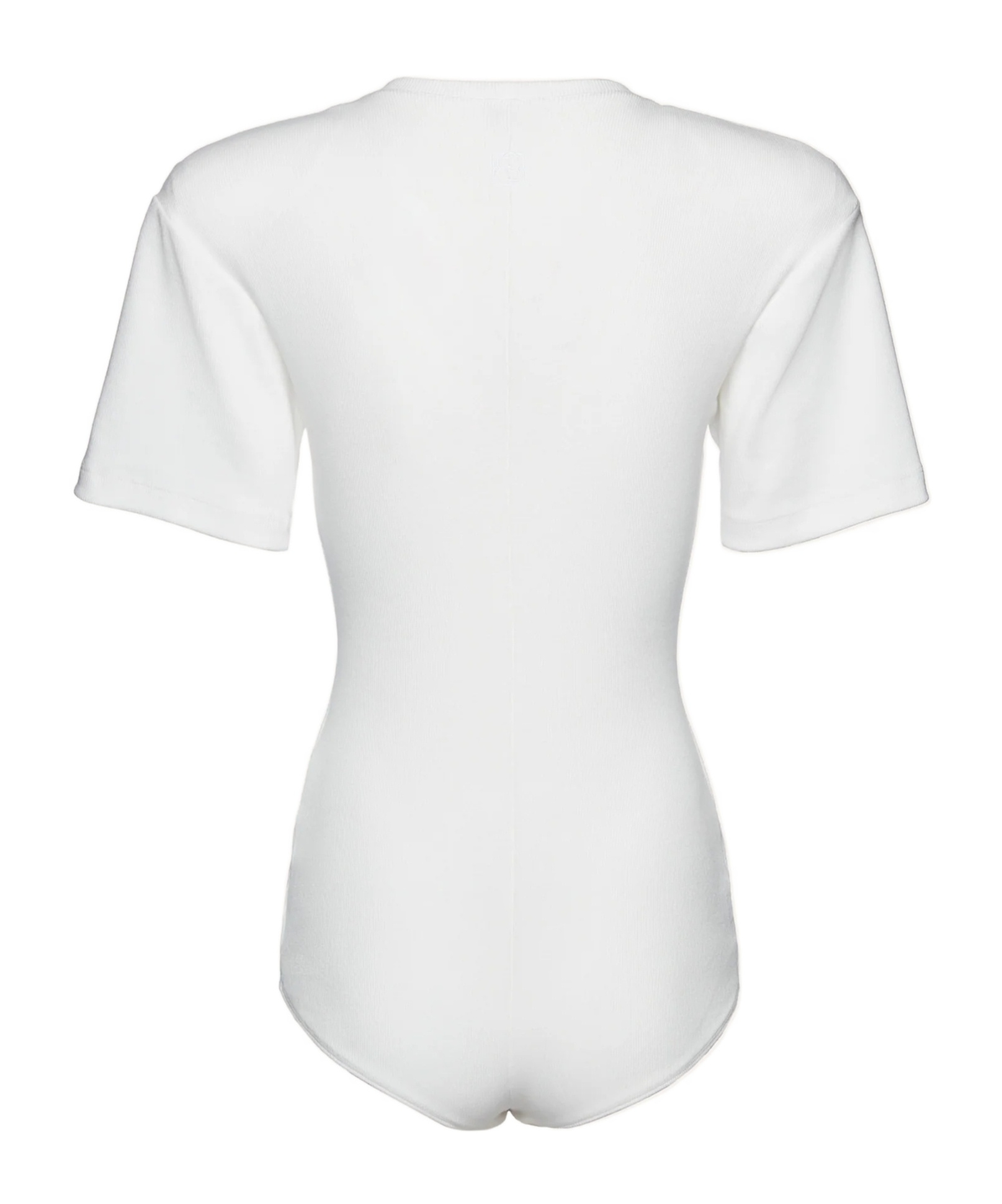 Magda Butrym Ribbed Short Sleeve Bodysuit In Cream In Cream