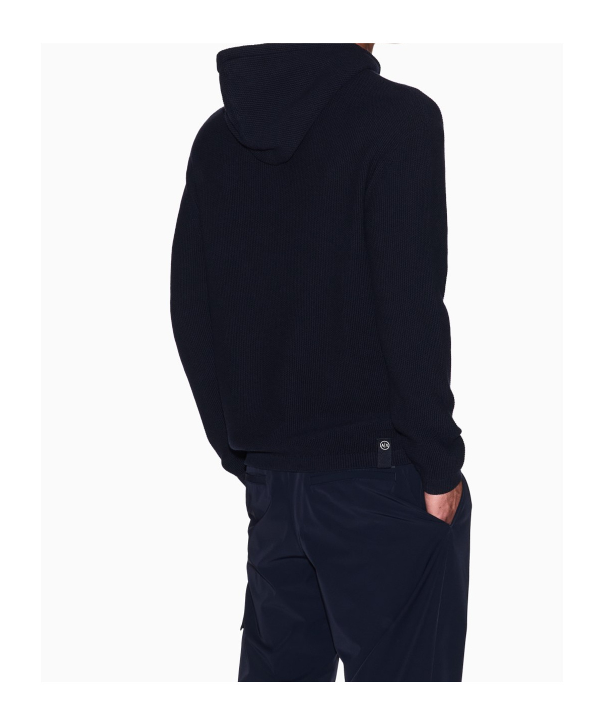 Armani Exchange Long Sleeve Hooded Sweatshirt In Black
