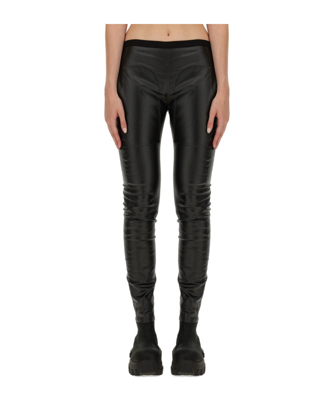 Rick Owens Lurex High-waisted Pants With Gathered Detail In Black