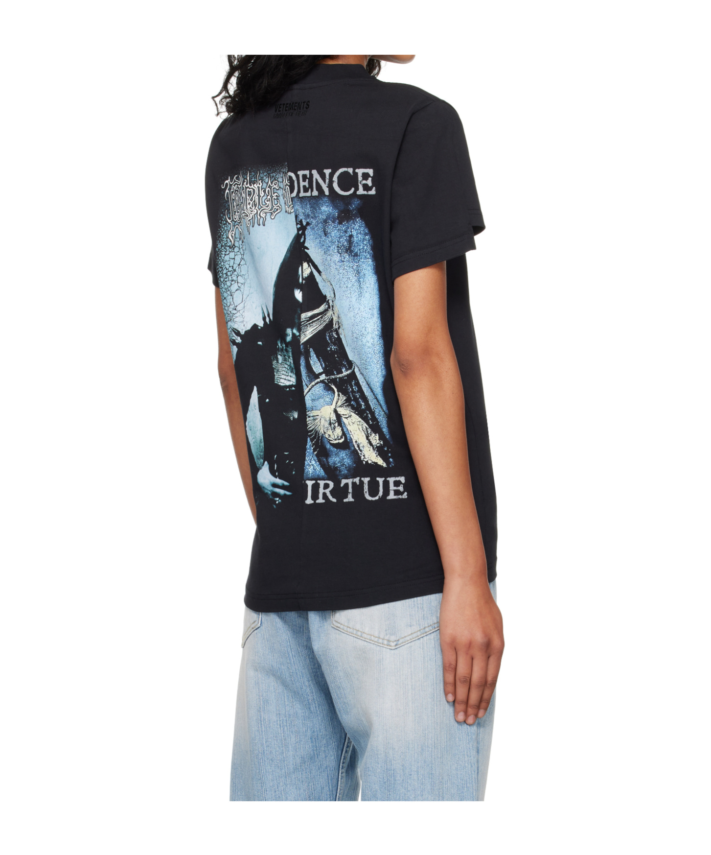 Vetements Black Cradle Of Filth Cut-up Fitted T-shirt In Black