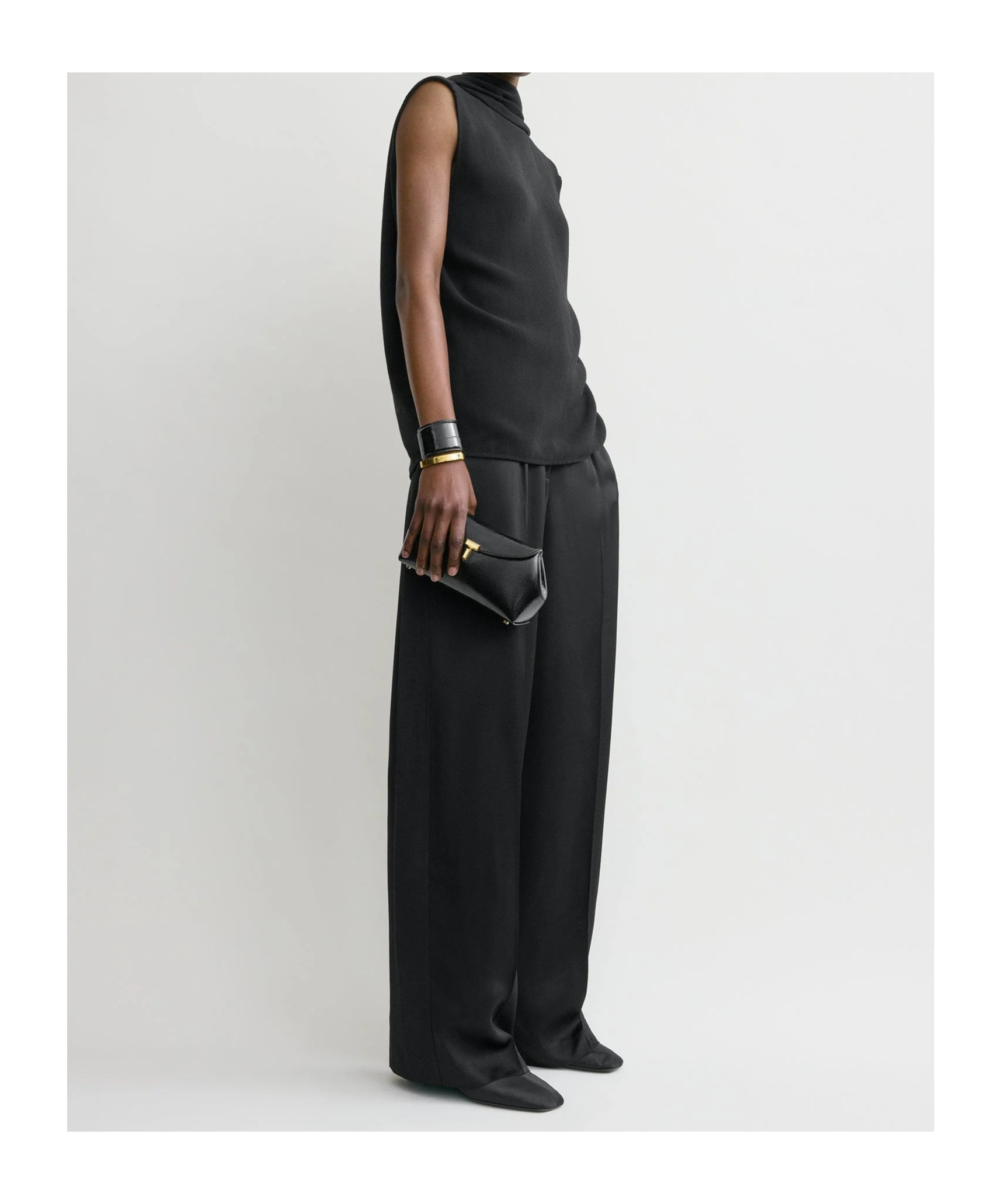 Totême Cocoon Cape Blouse Black In Black