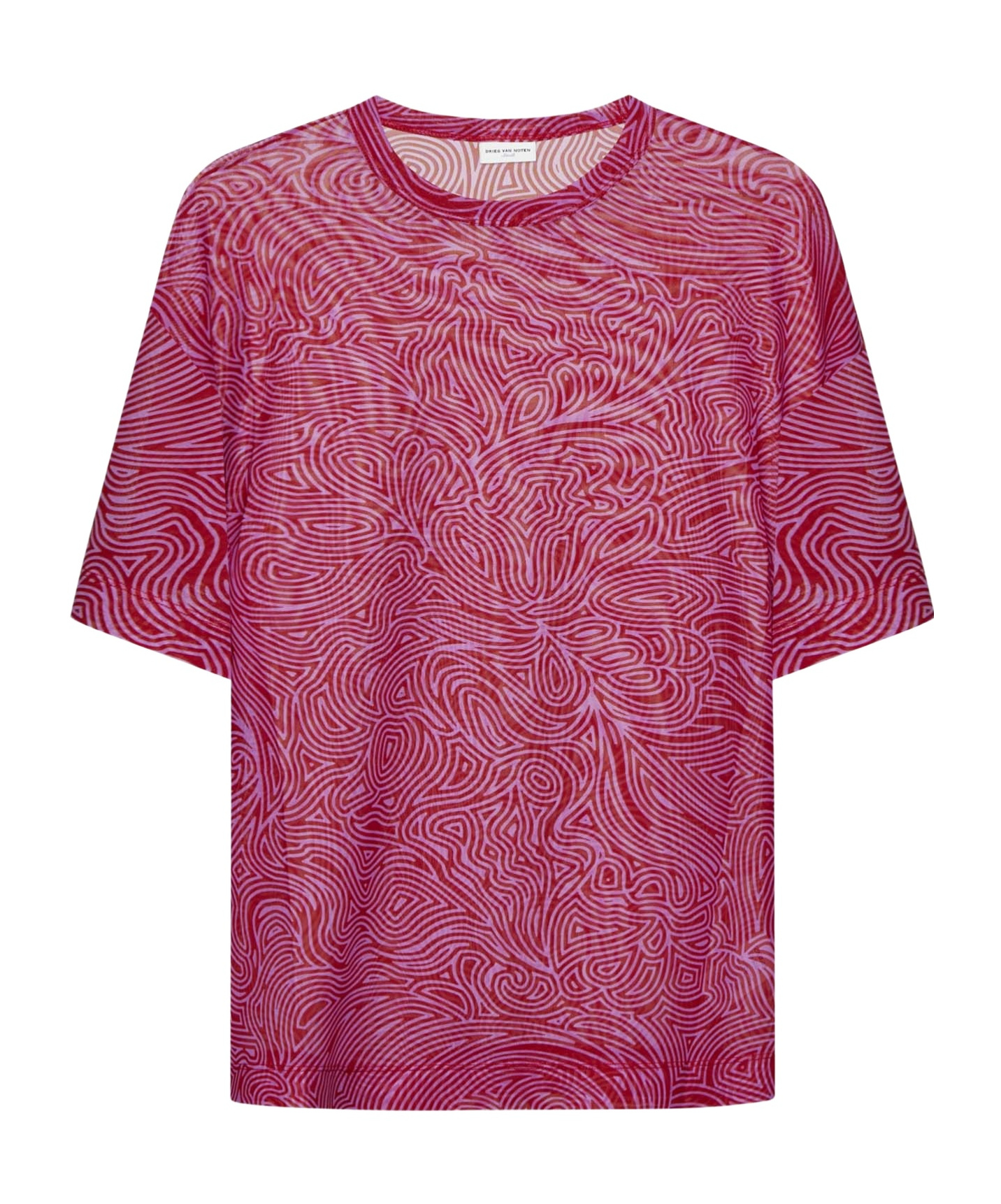 Dries Van Noten Print Mesh T-shirt In Pink