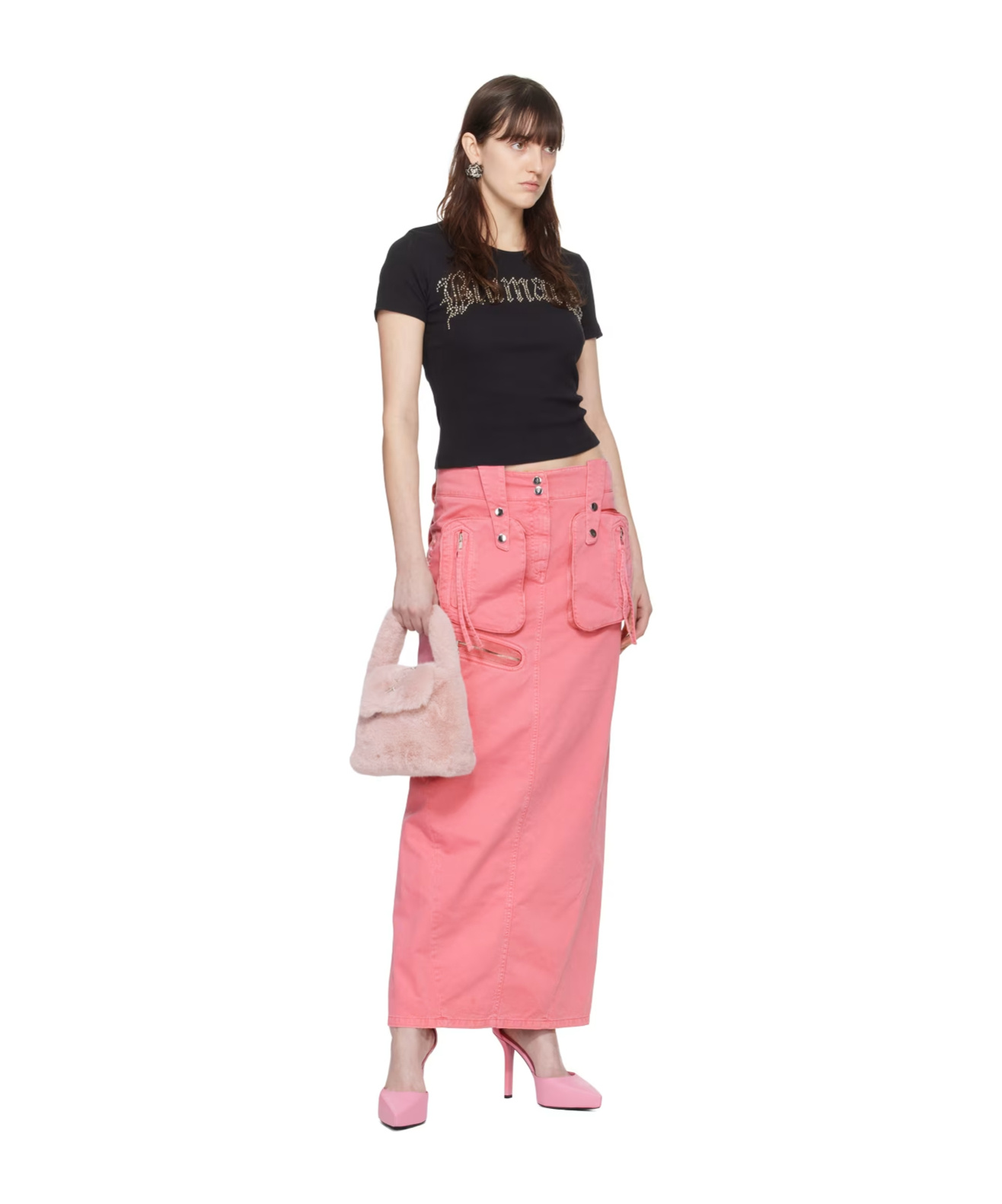 Blumarine Split Detail Skirt In Pink