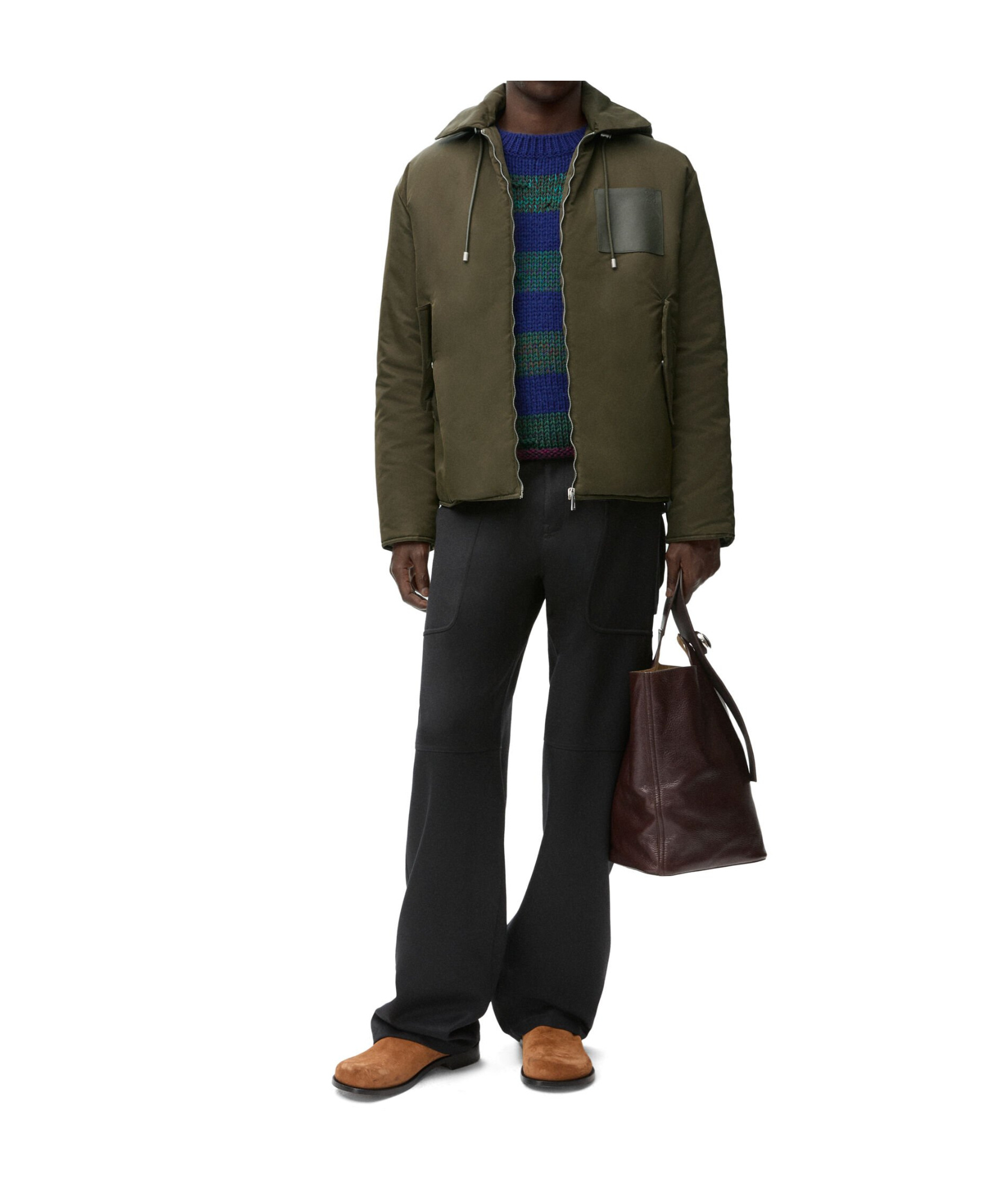 Loewe Nylon Hooded Jacket In Green