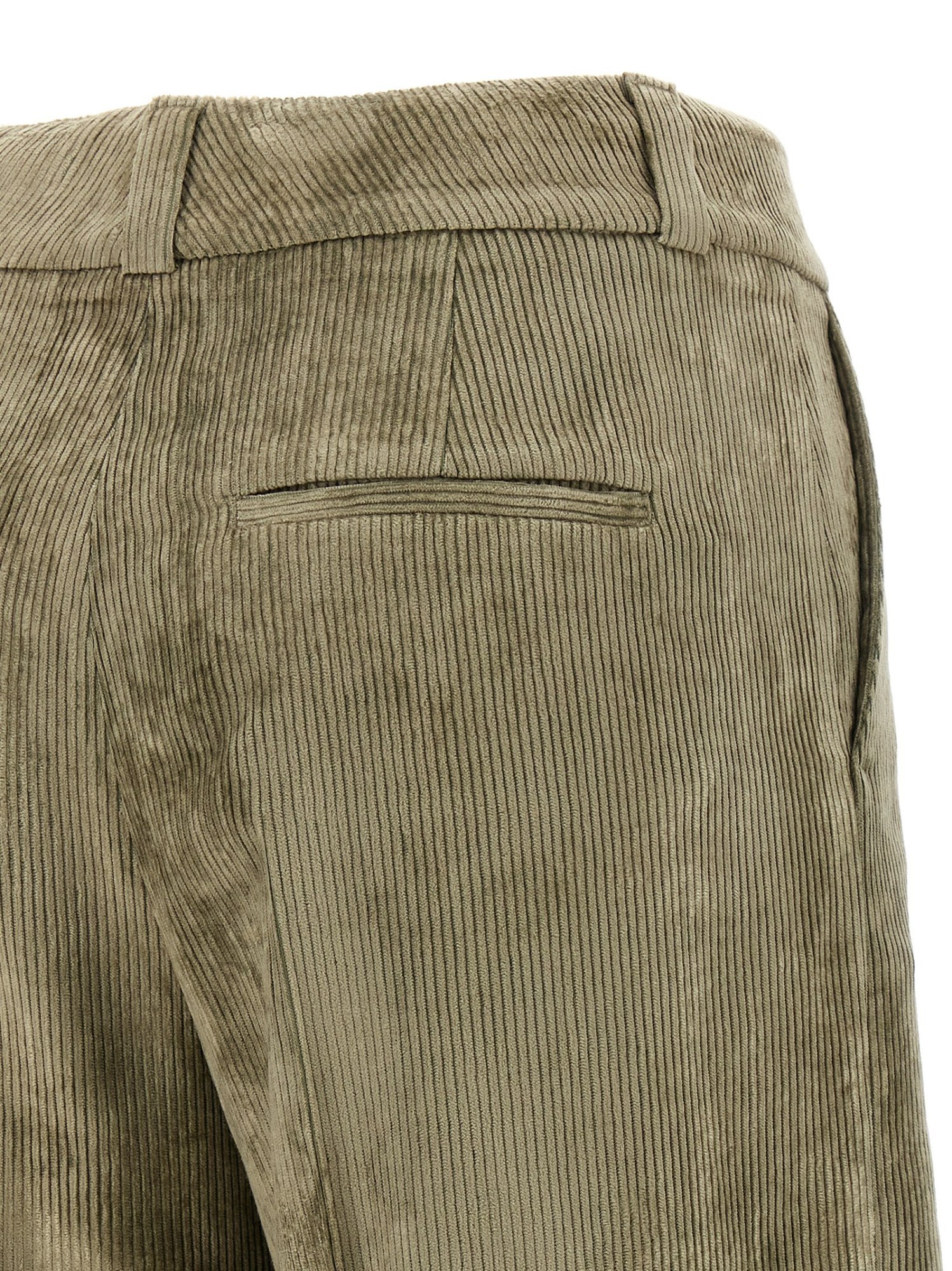 Peserico Wide Leg Corduroy Trousers With Belt Loops In Green