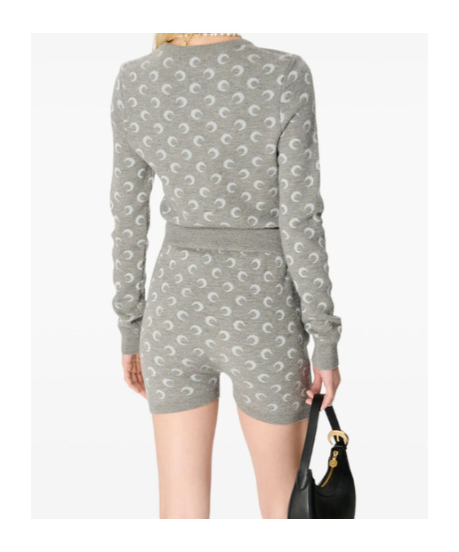 Marine Serre Fitted Short Length Sweater With Crewneck And Long Sleeves In Multi