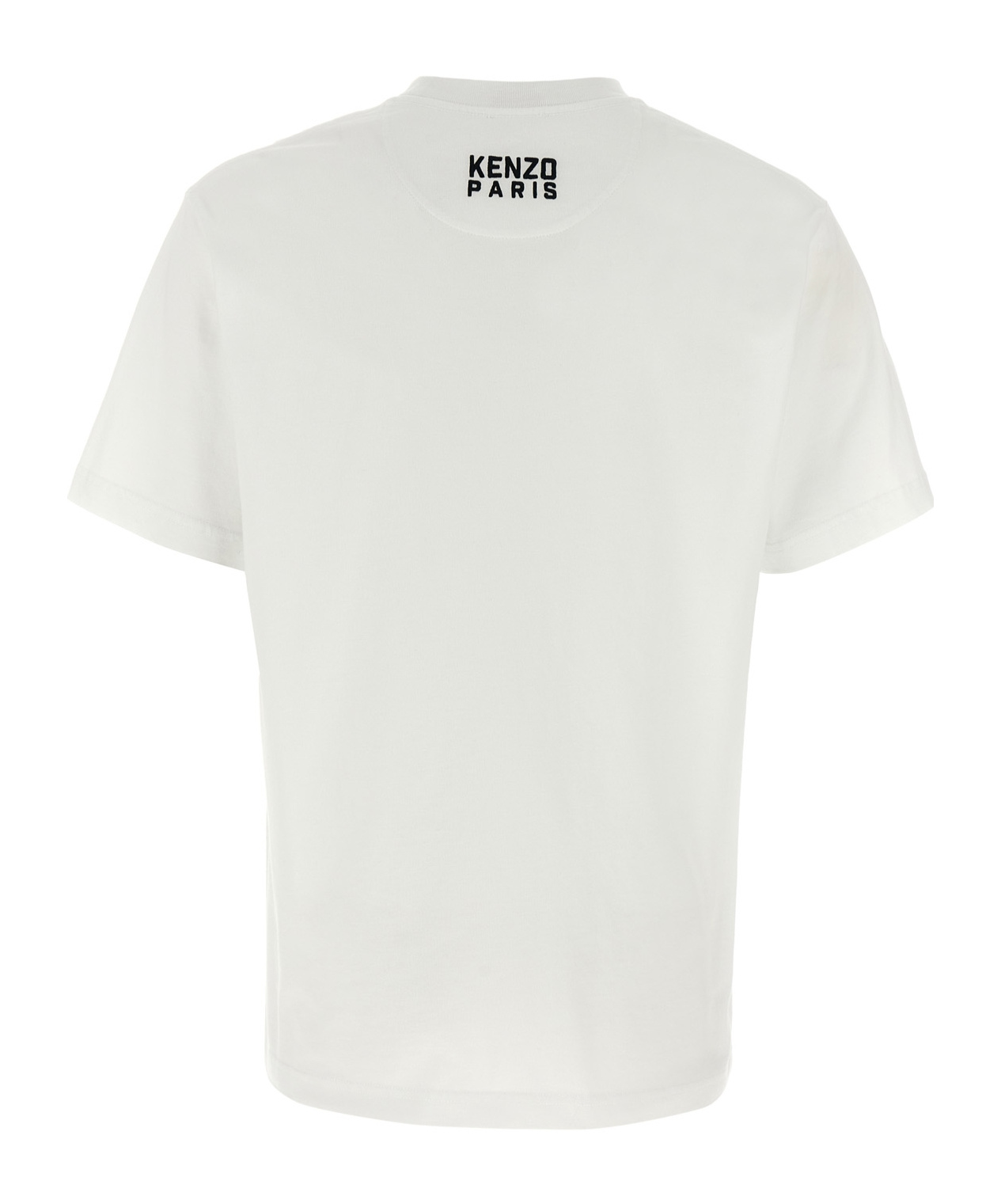 Kenzo White Crewneck T-shirt With Logo Patch On The Front In Cotton Man In Gray