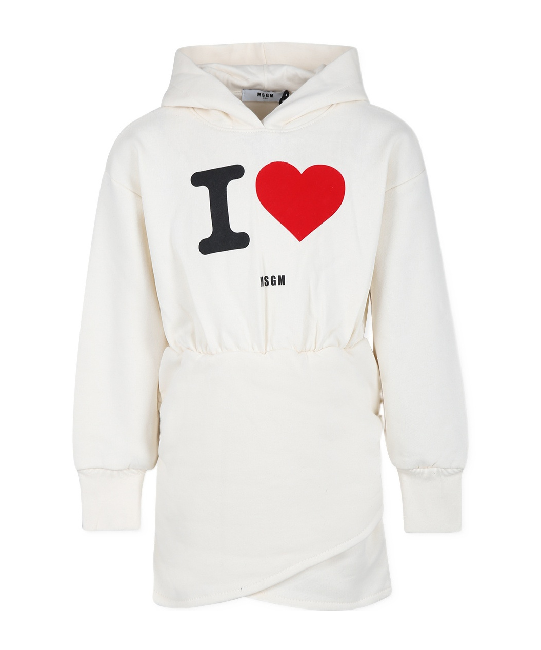 Shop Msgm Slogan-print Hooded Dress In White