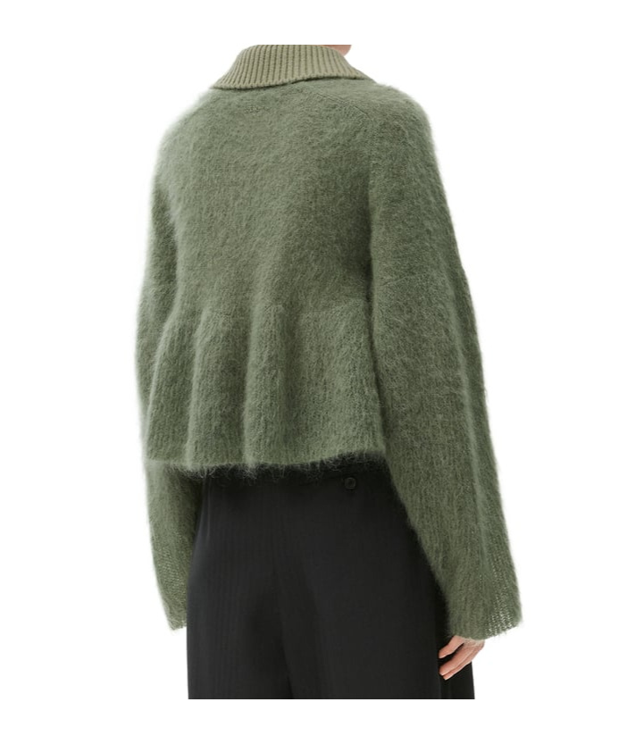 Loewe Mohair-blend Polo Jumper In Green