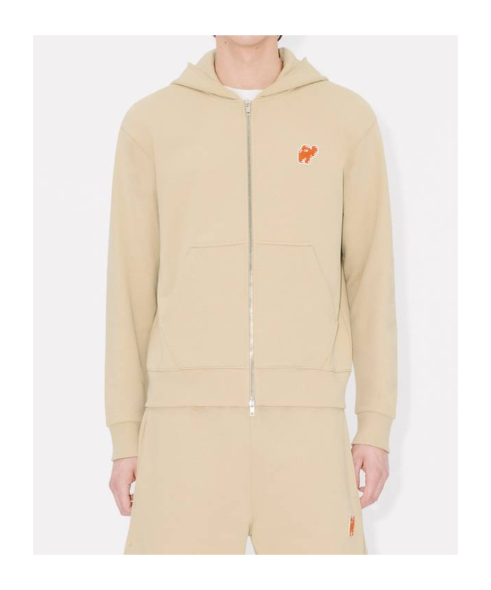 Kenzo ' Elephant Logo' Embroidered Full-zip Hoodie In Cotton