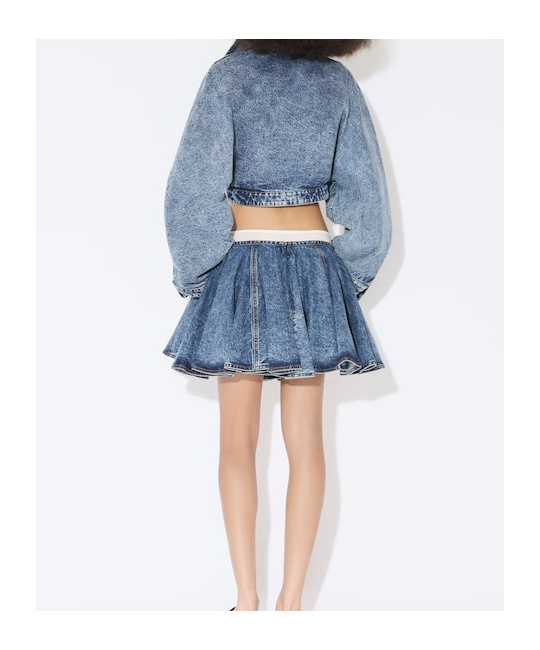 Shop Alaïa Denim Spiral Jacket In Blue