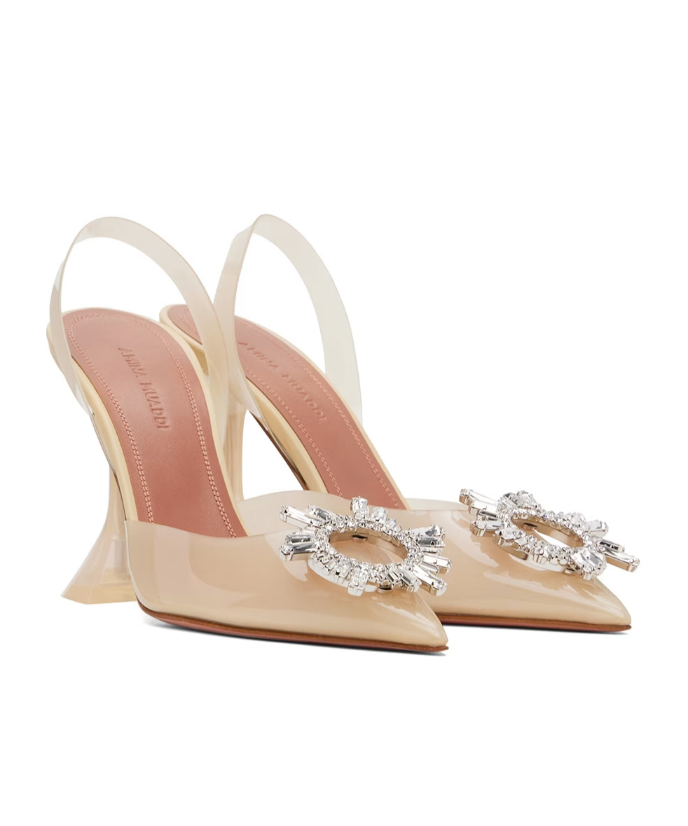 Amina Muaddi Begum Glass Crystal-embellished Pvc Slingback Pumps In Nude