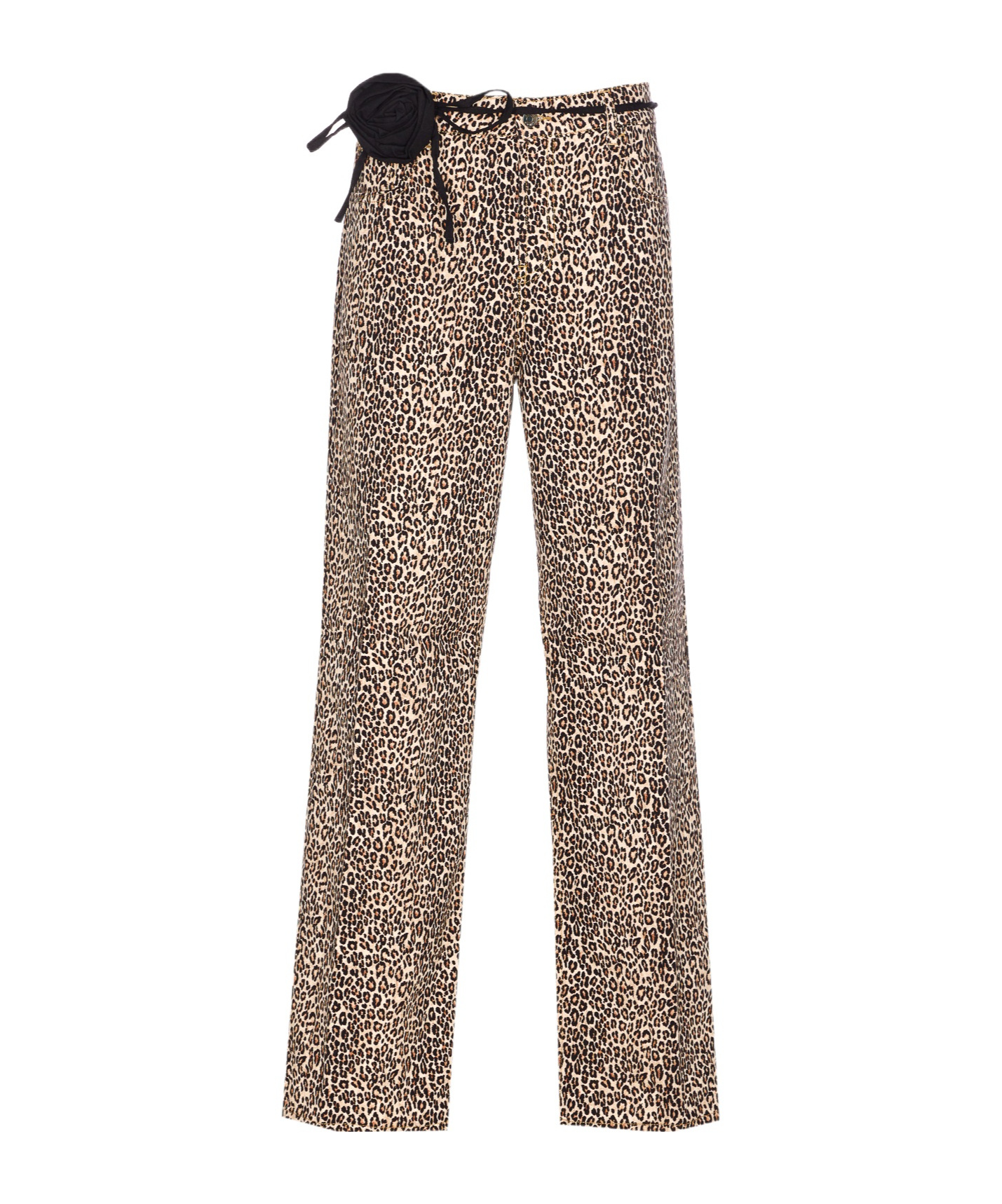 Liu •jo Trousers Animal Print Roses Detail In Multi