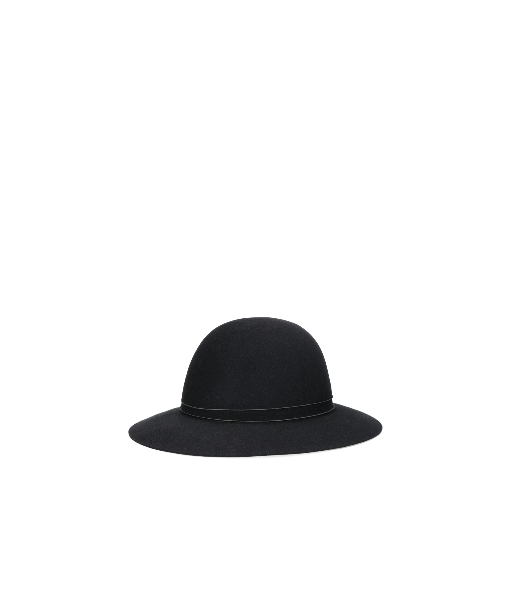 Borsalino Emi Alessandria Brushed Felt With Pearls Elastic Hatband Rollable In Black