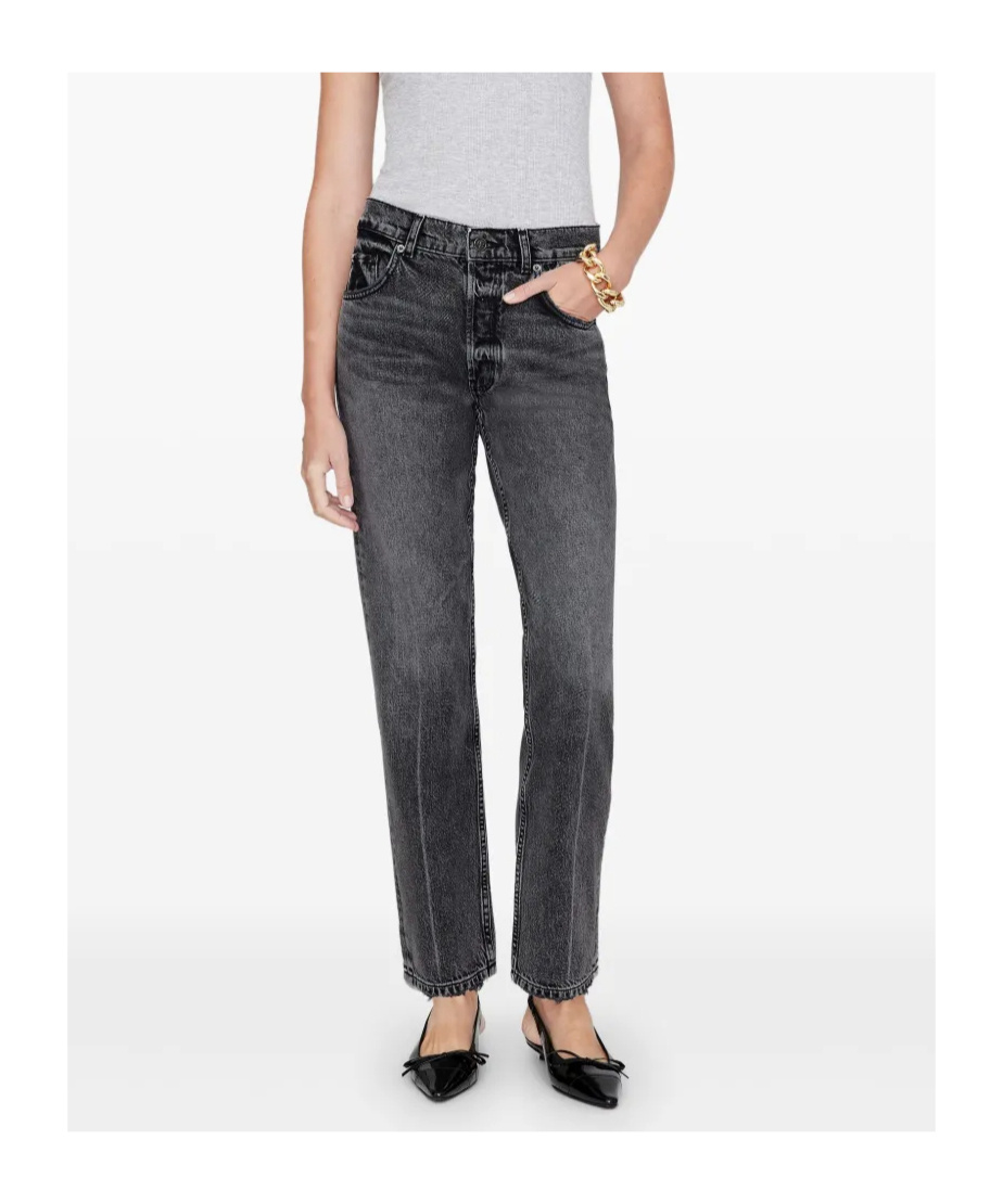 Anine Bing Denim Straight-leg Jeans In Dark Grey