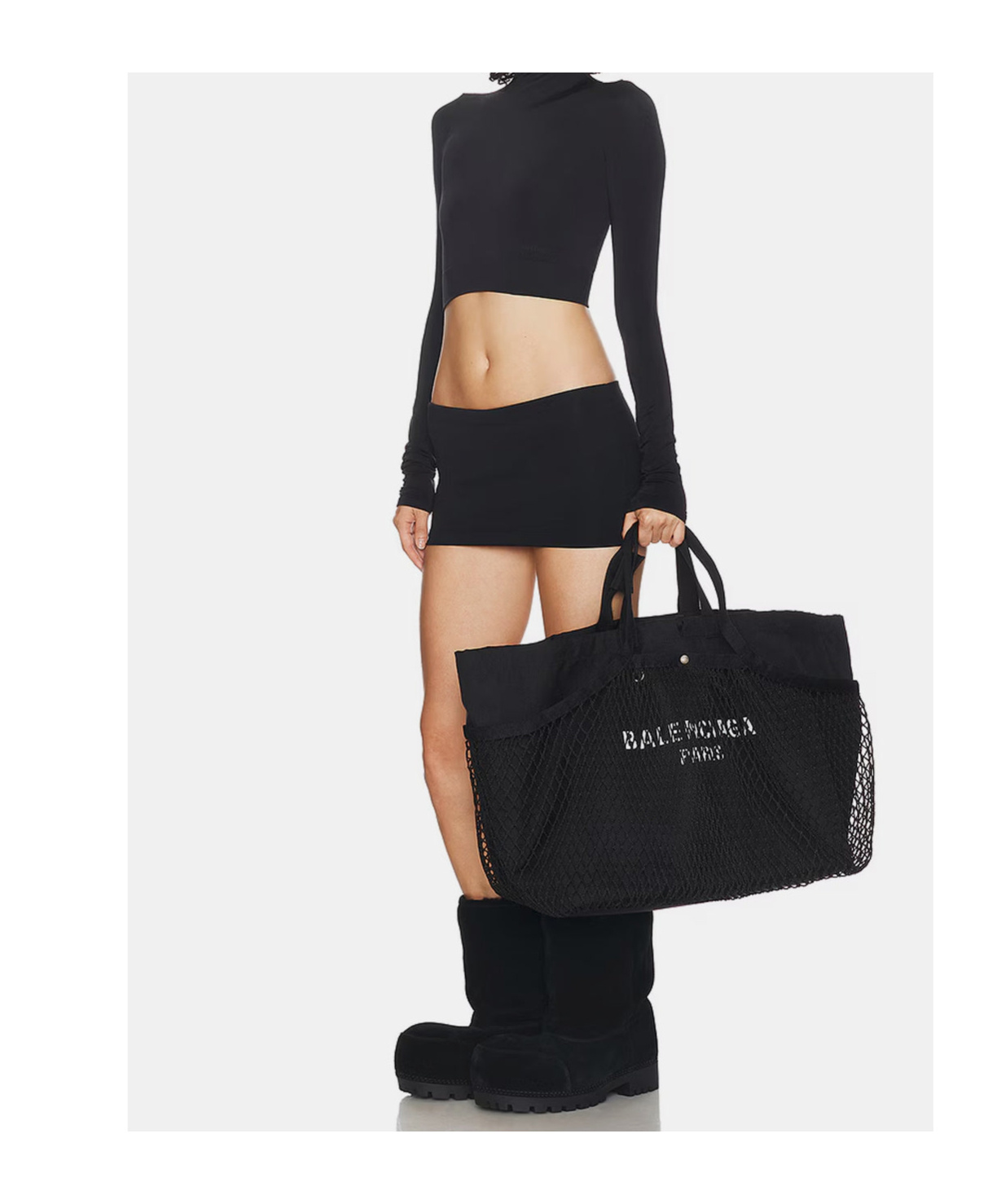 Balenciaga Letter Pattern Shoulder Bag In Black
