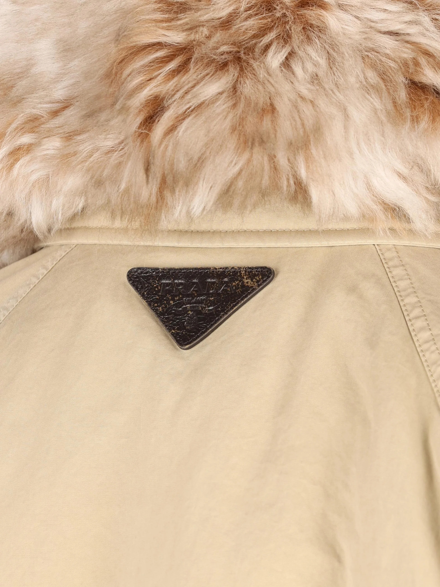 Prada Jacket With Faux Fur Collar And Long Sleeves In Yellow