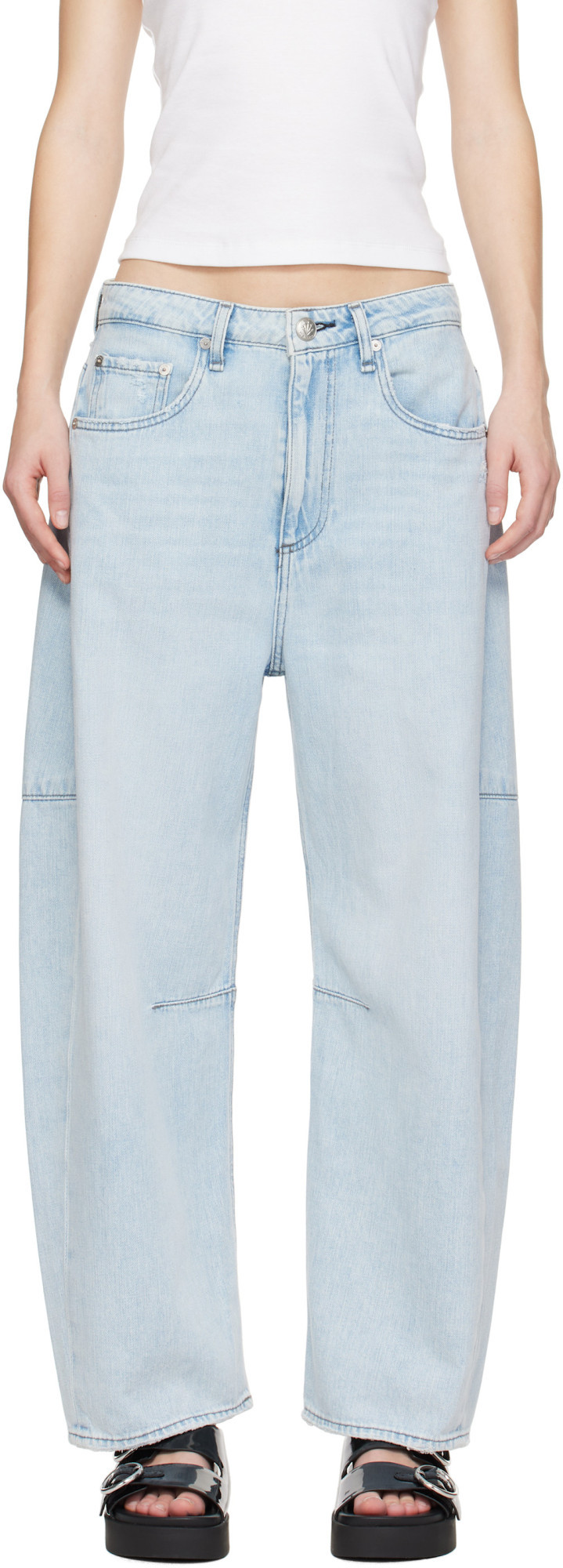 Rag & Bone Charlie High Rise Barrel Jeans Millie In White