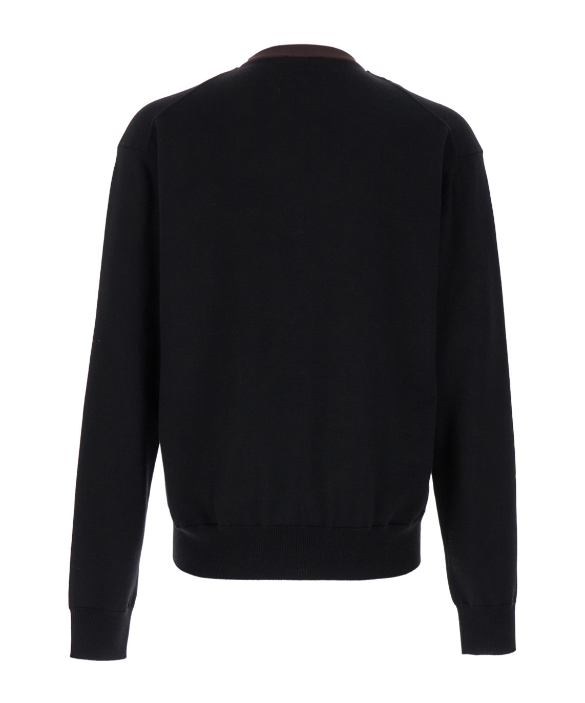 Jil Sander Black And Brown Double-neck Sweater In Wool Man In Black