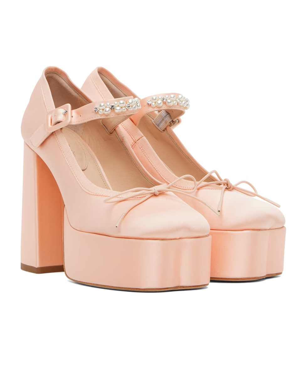 Shop Simone Rocha Beaded Heart-shaped High Heels In Nude