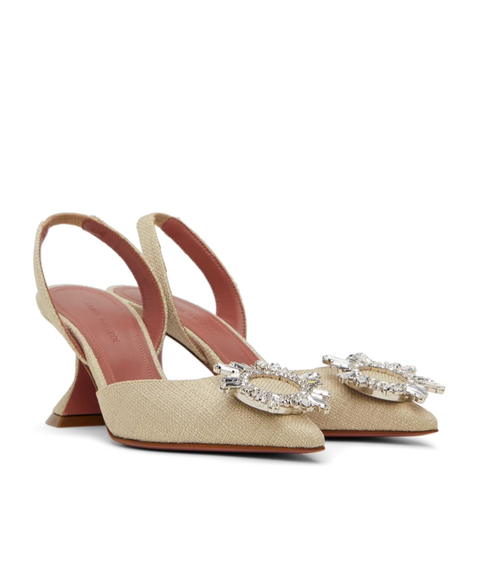 Amina Muaddi Begum Sling 70 Pointed High Heels In Nude