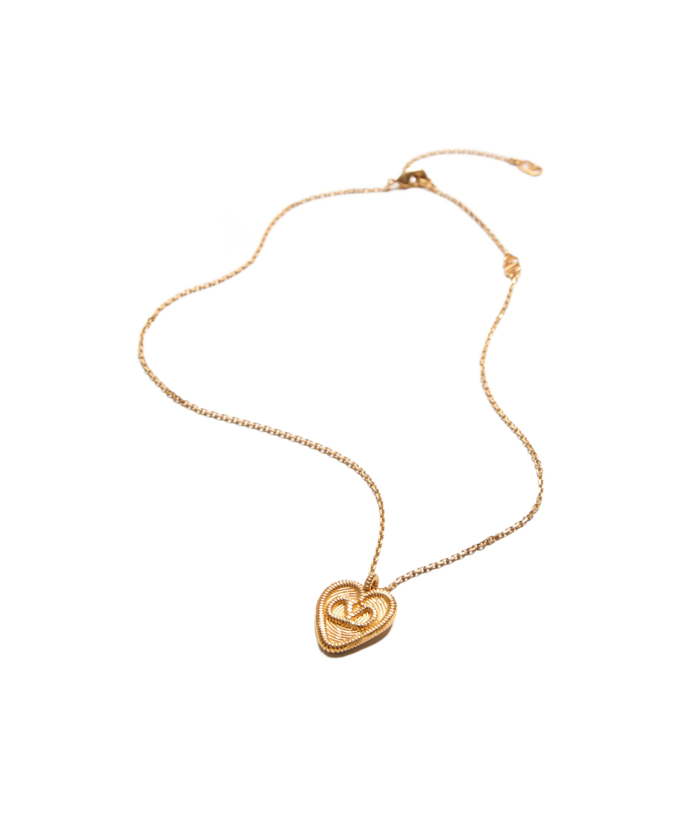 Valentino Heart Vlogo Pendant Necklace In Yellow