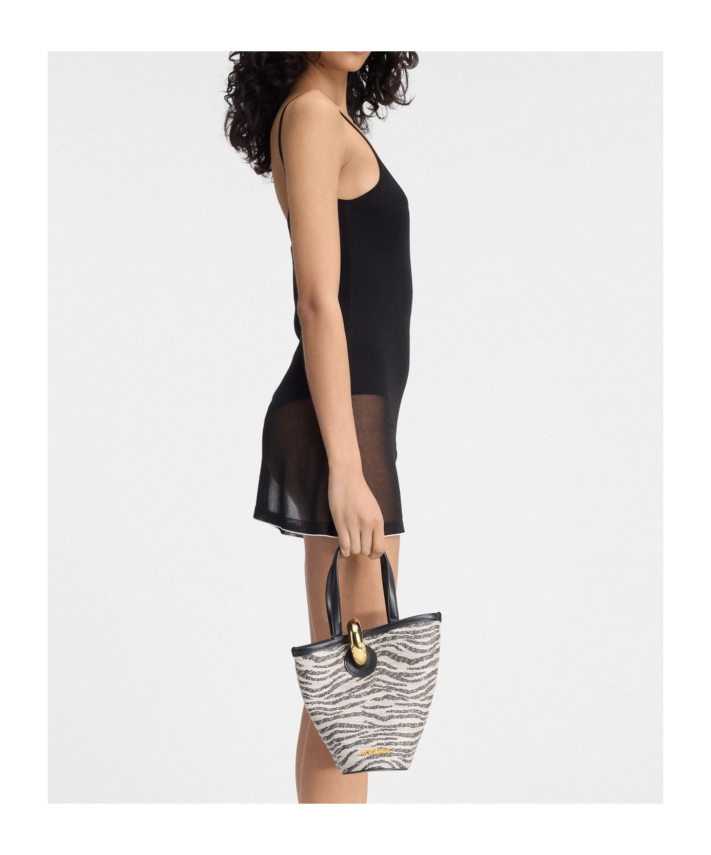 Jacquemus Asymmetrical Mini Bucket Bag In White