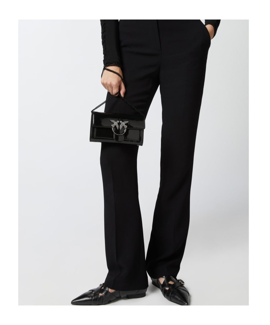 PINKO PINKO LOVE ONE EMBELLISHED CHAIN-LINKED WALLET