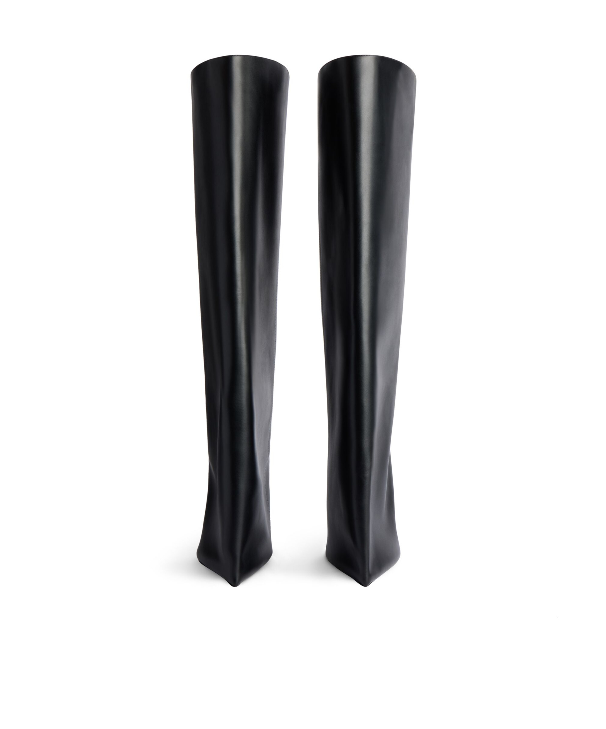 Balenciaga Wader Calfskin Wide-shaft Stiletto Boots In Black