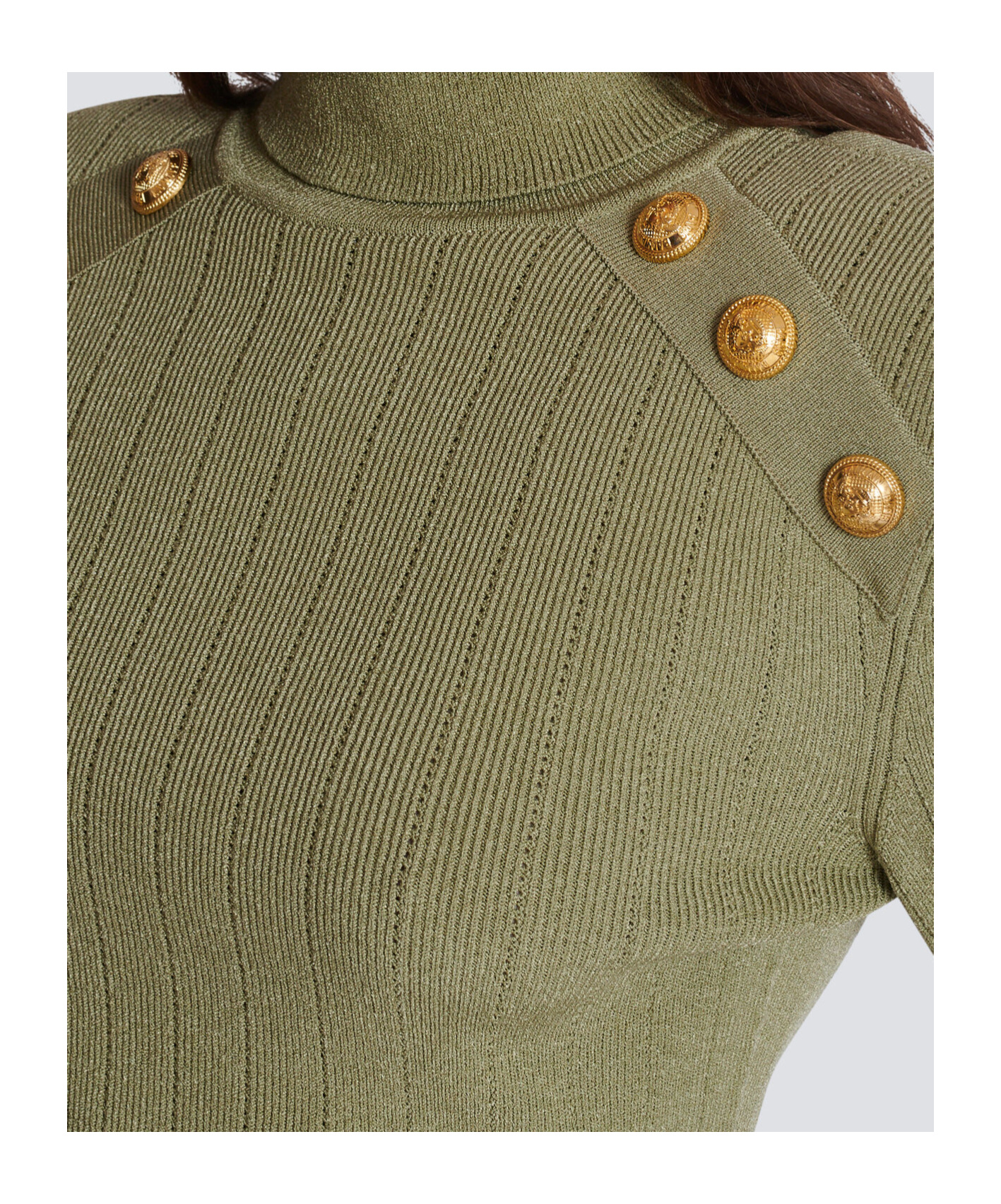 BALMAIN BUTTON-TRIMMED TURTLENECK SWEATER