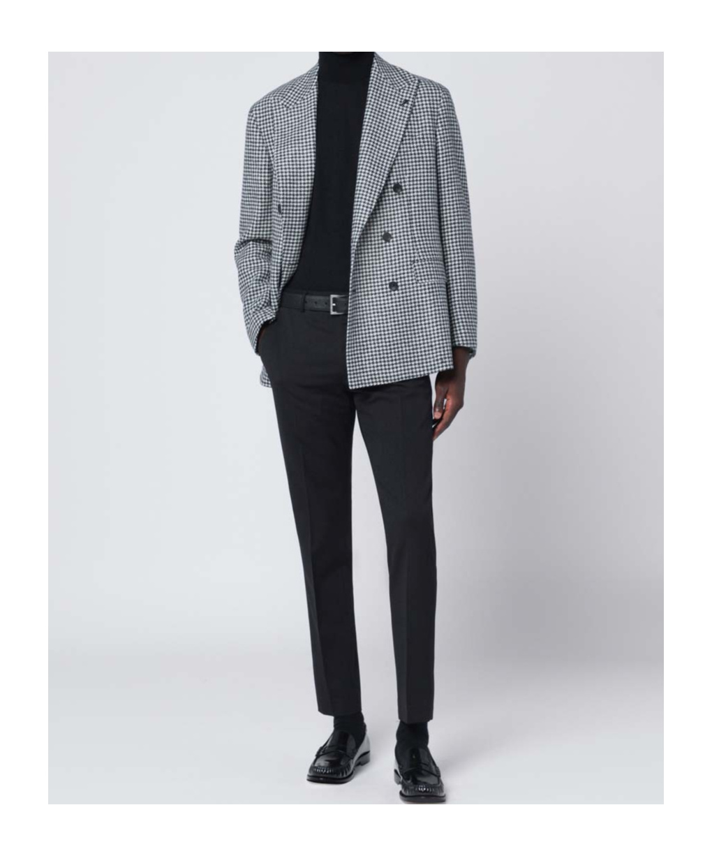 Tagliatore Houndstooth Double-breasted Jacket In Blue