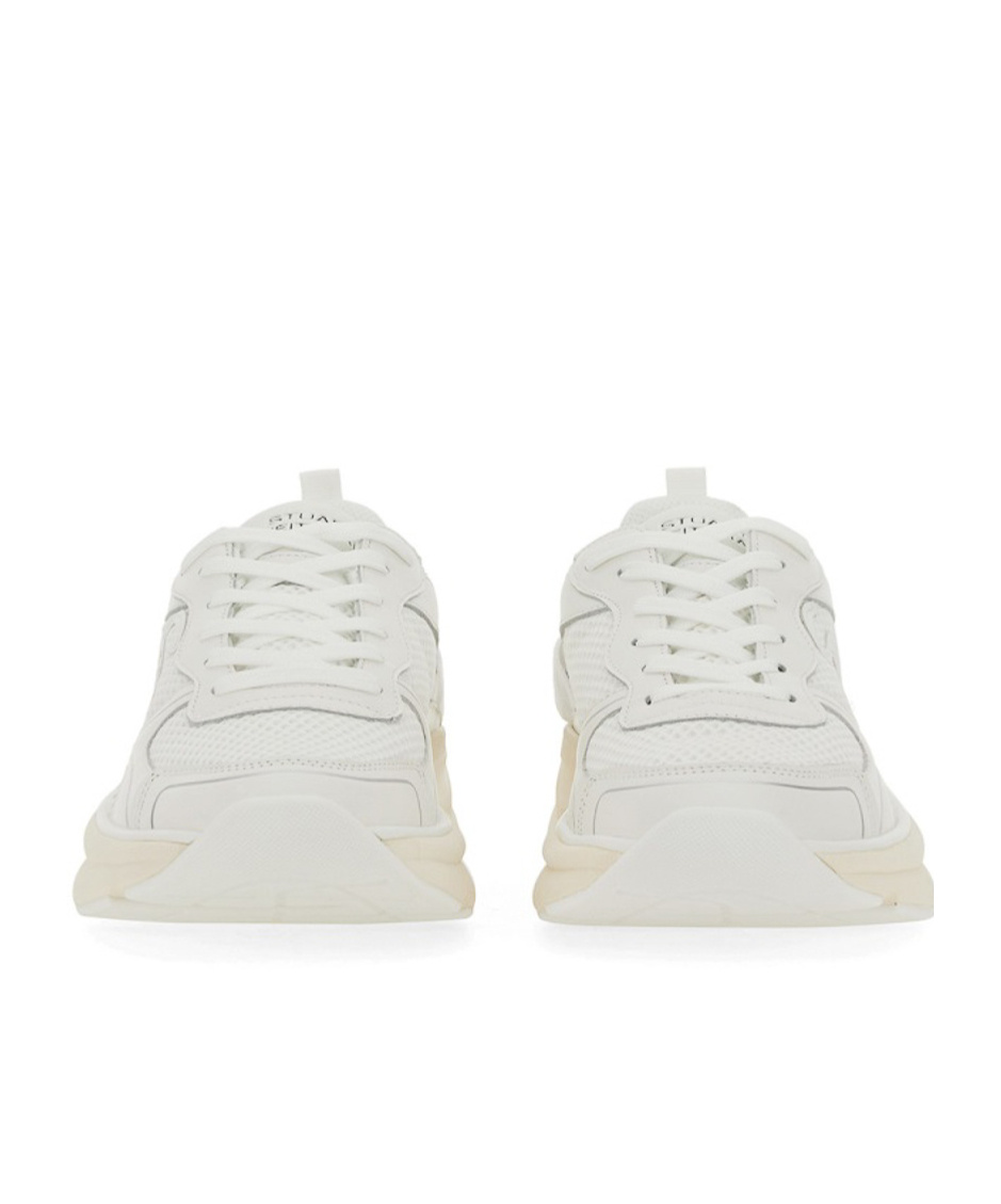 Stuart Weitzman White Sneakers With Logo Embroidery On The Side And Logo Patch On The Heel In Leather And Mesh Woman In White
