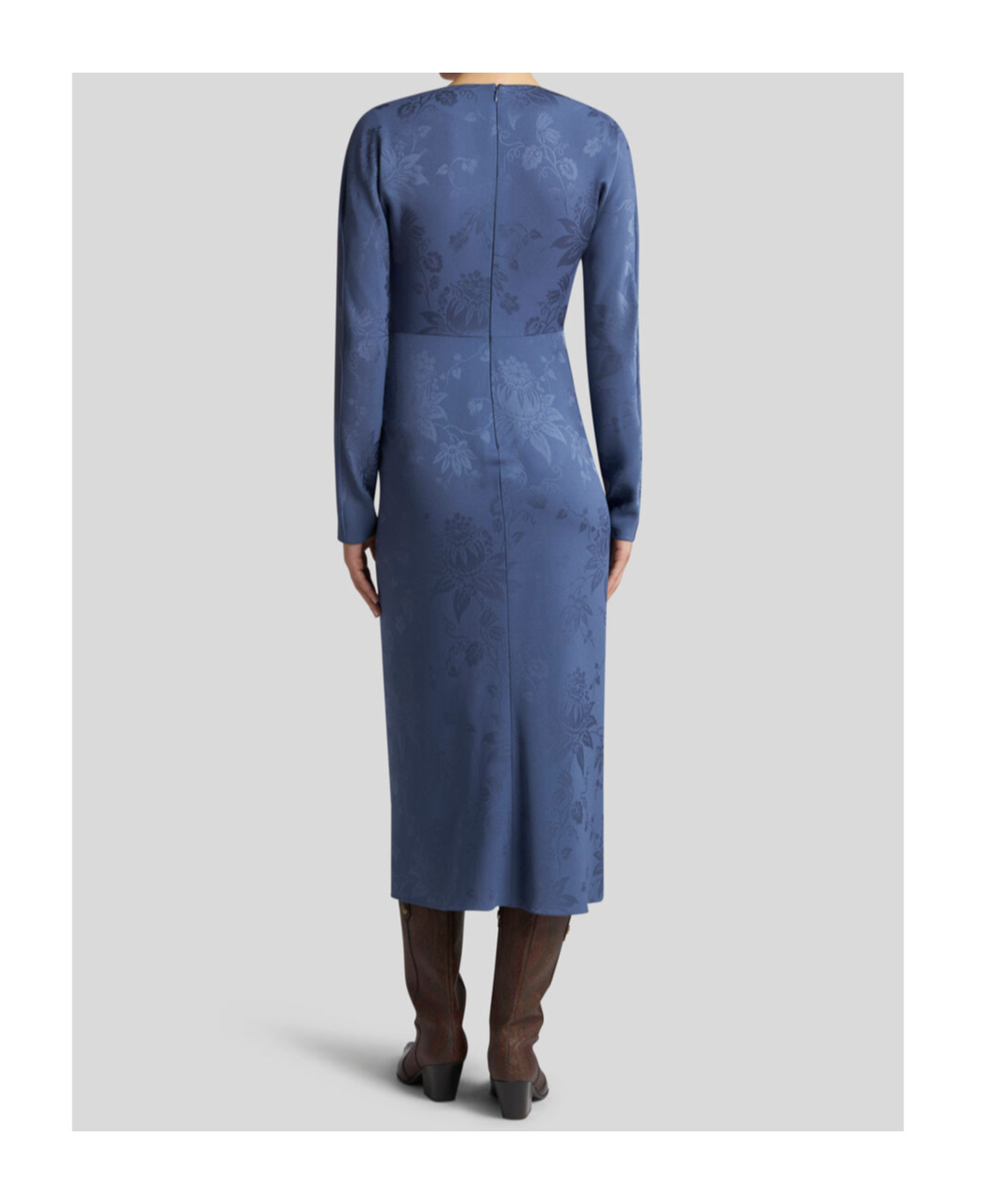 Shop Etro Jacquard Dress With Knot In Blue