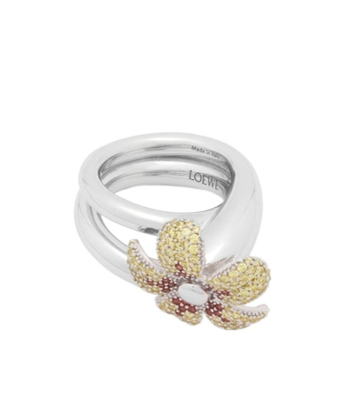 Loewe Flor Ring In Sterling Silver And Crystals