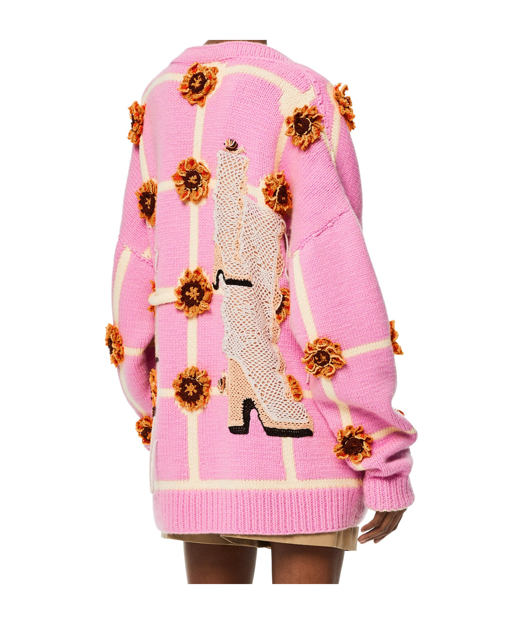 Loewe Appliqué-detail V-neck Cardigan In Pink