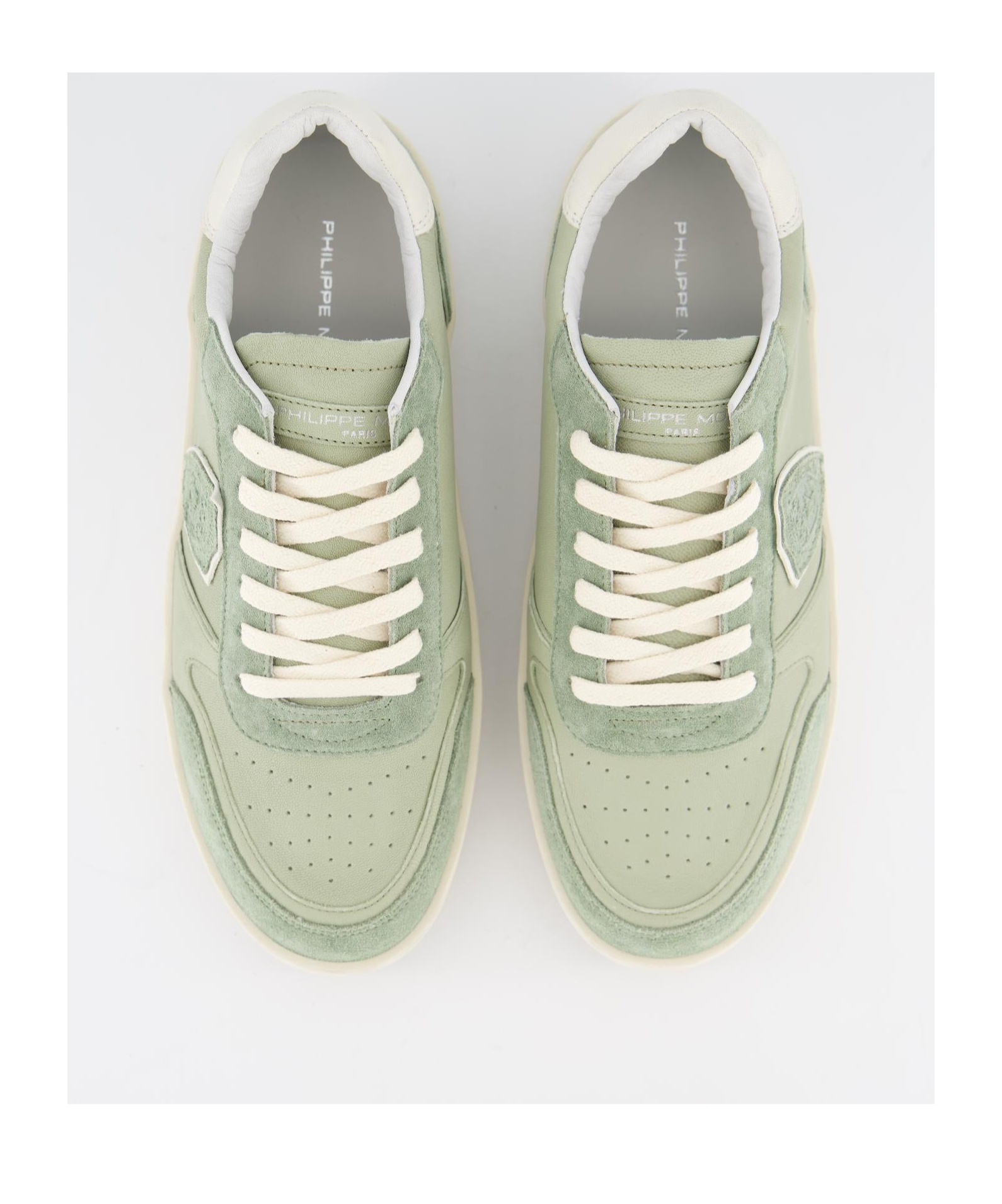Philippe Model Suede Sneakers With Calfskin Panels In White
