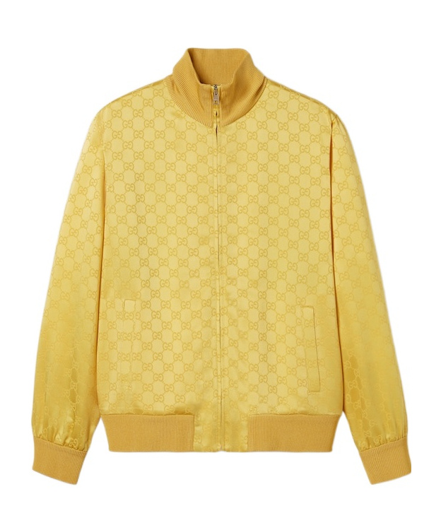 Gucci Gg Jacquard Zipper Jacket In Yellow