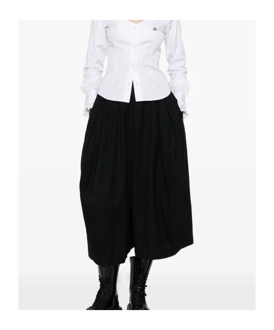 Comme Des Garçons Wide Leg Pinstripe Trousers Side Pockets In Black