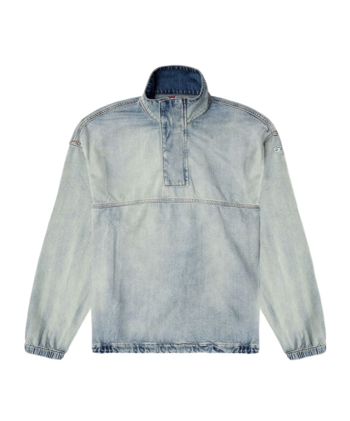 Diesel Denim Pullover In Light Bicolour Denim In Gray