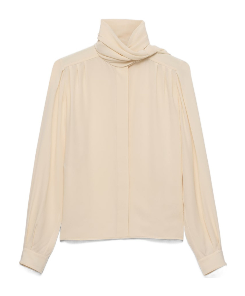 Prada Camicia In Seta Avorio Donna In Nude
