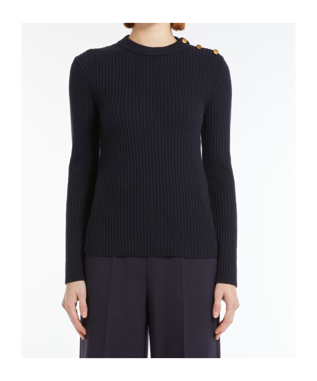 Max Mara Long-sleeved Wool Pullover In Black