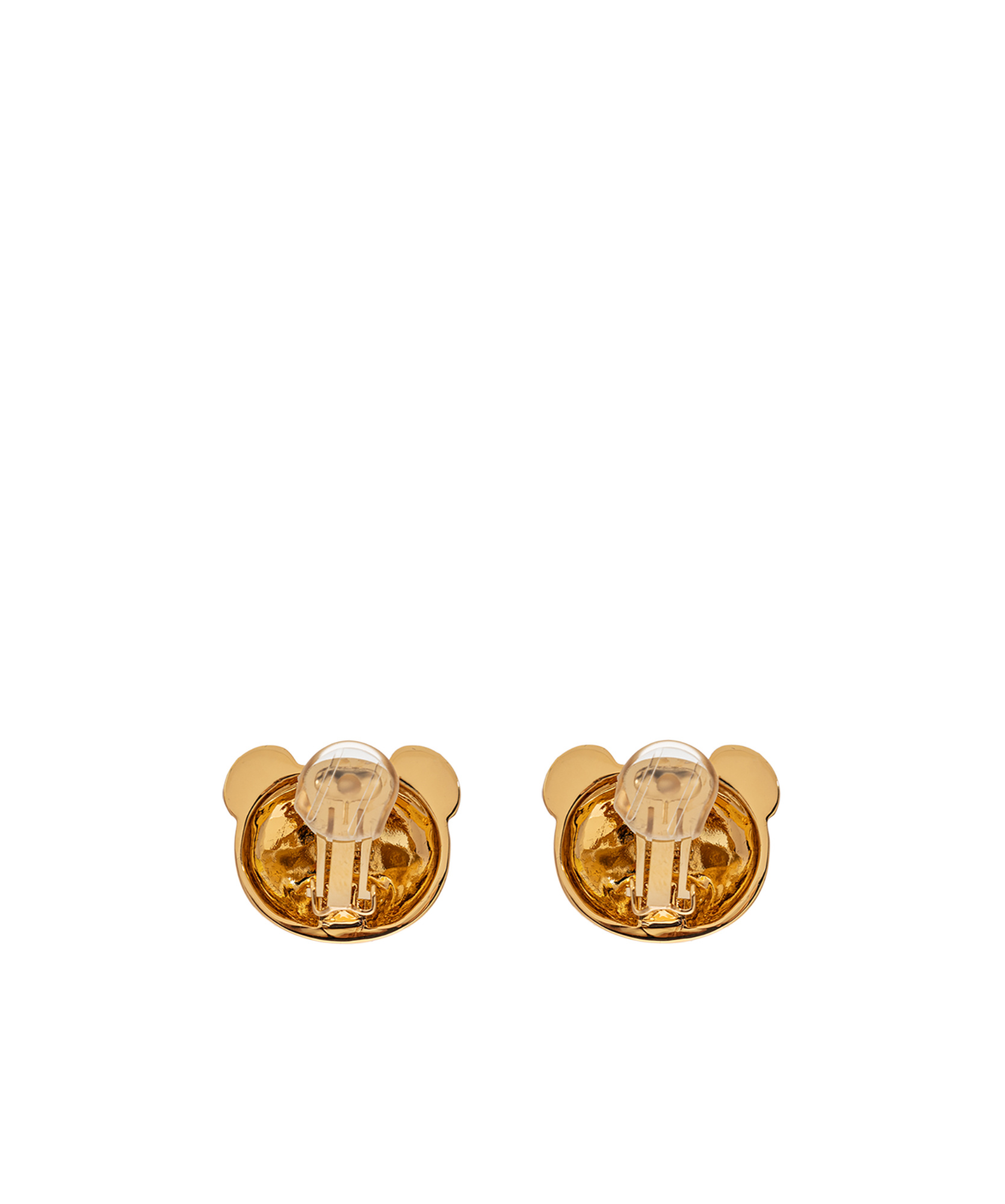 Moschino Teddy Bear Engraved Clip-on Earrings In Yellow
