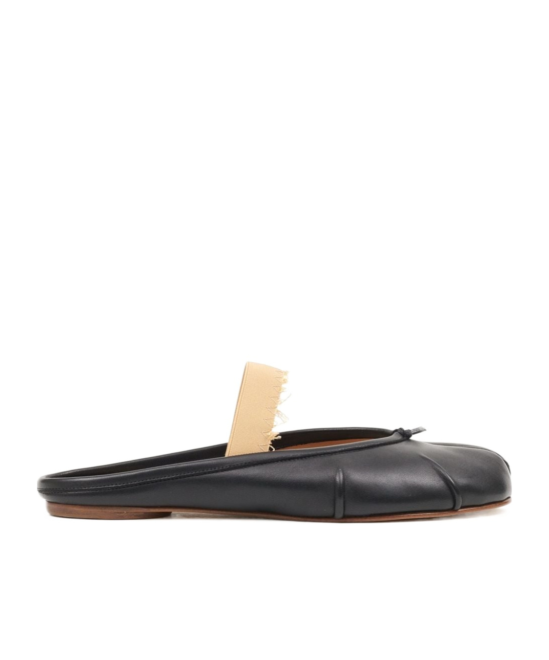 Maison Margiela Tabi Frayed Split-toe Leather Ballet Flats In Black