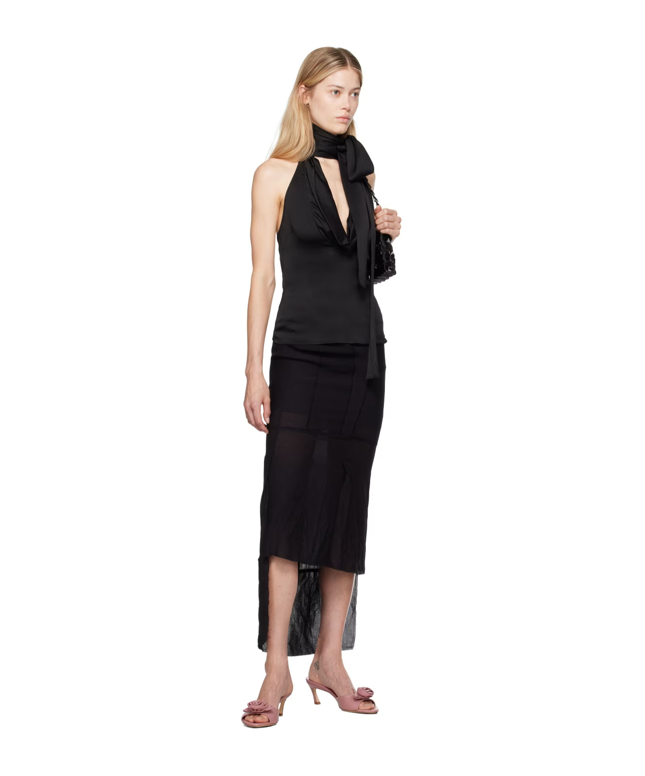 Blumarine Black Halter Neck Tank Top In Black