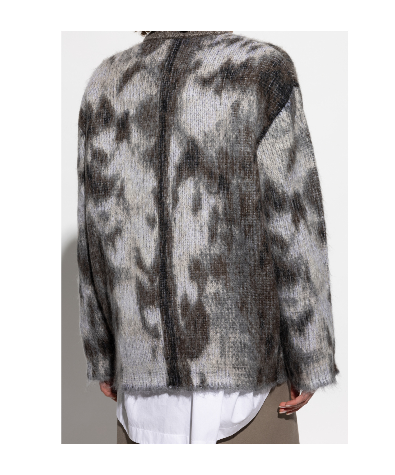 Attico Leopard-print Jacquard Sweater In Gray